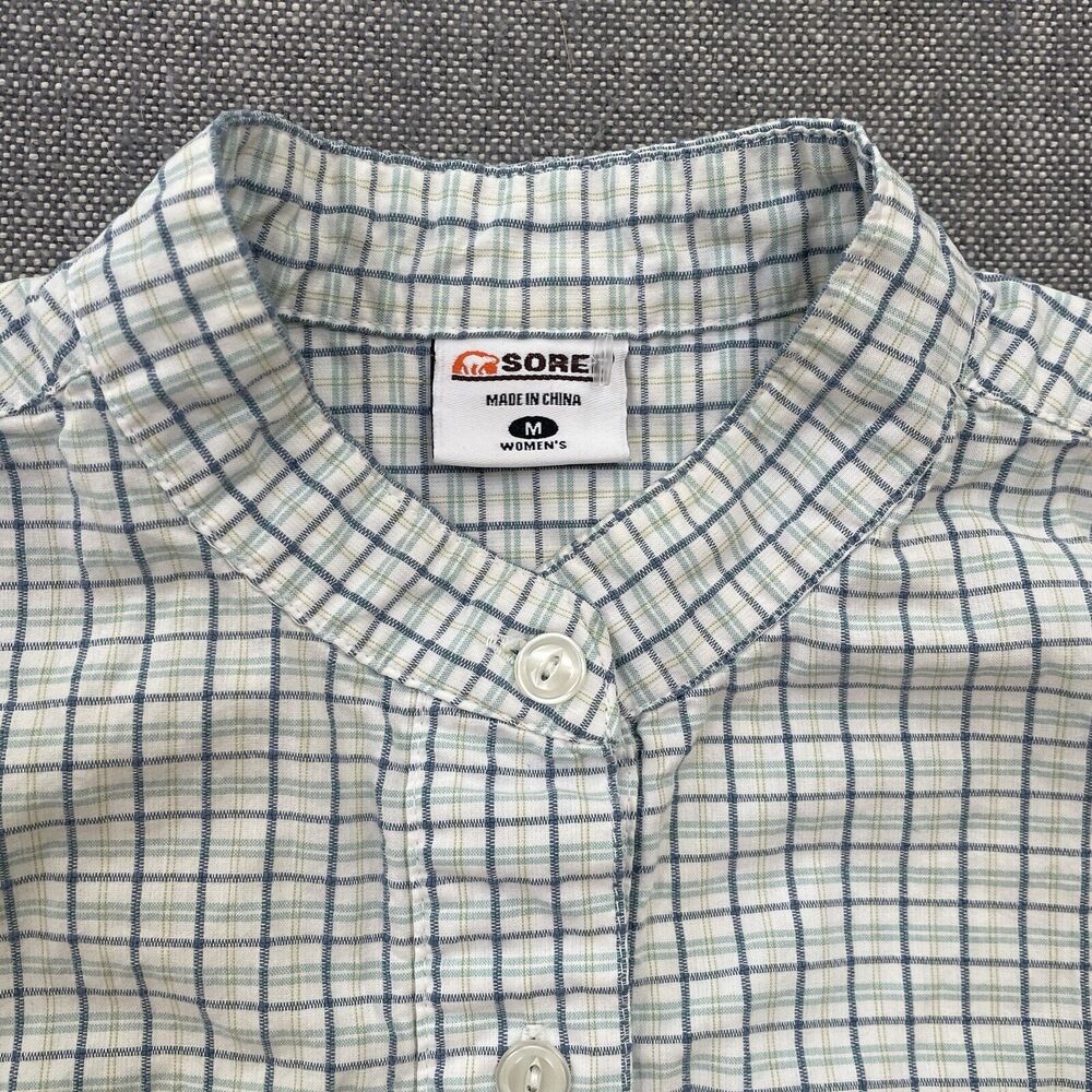 Sorel Womens Sleeveless Blue Green Plaid Button Up Shirt Women's Size Medium